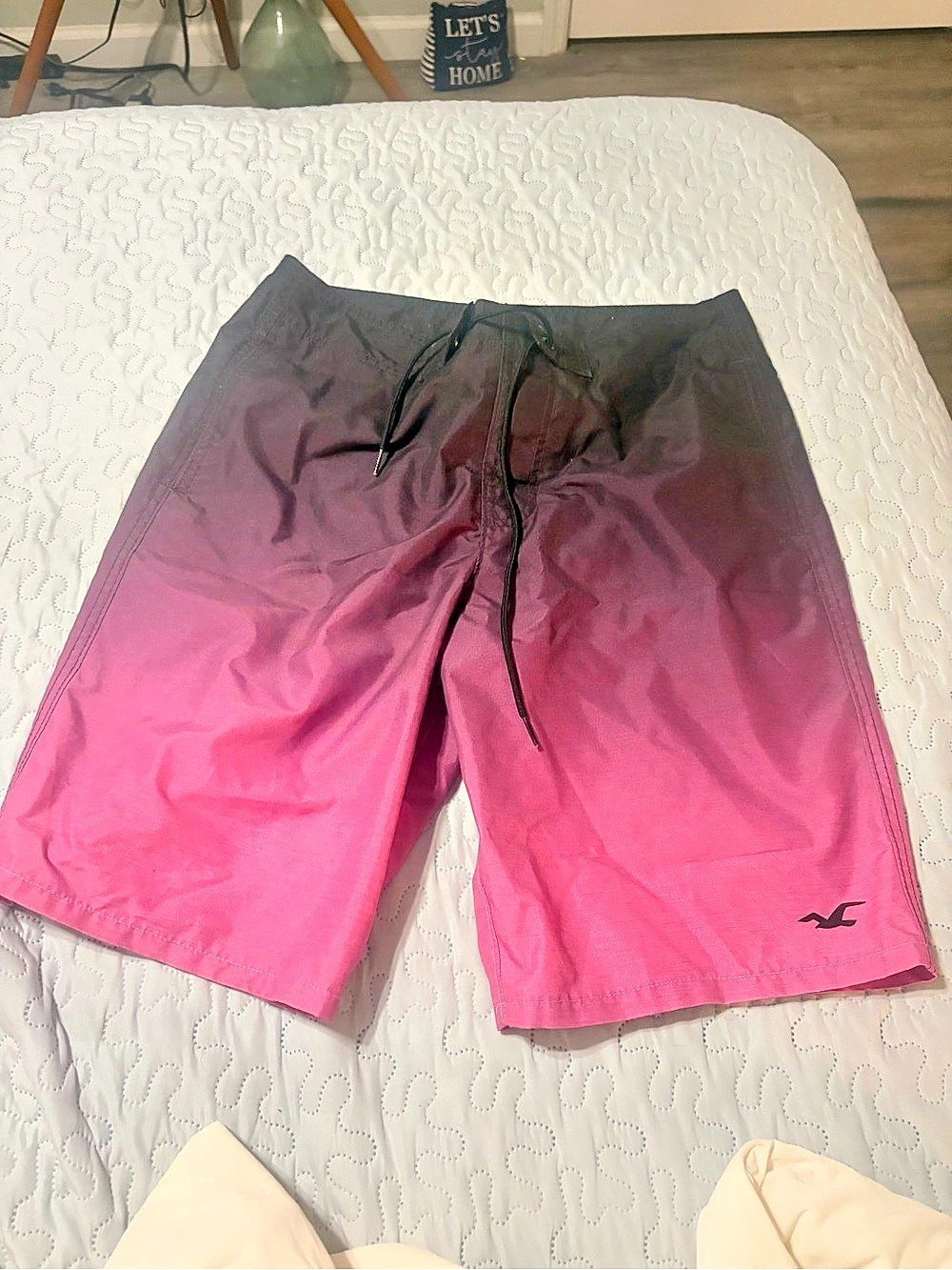 Hollister Men's Swim Shorts Pink & Black Size 32